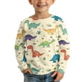 thumbnail image 3 of FUIALDOLG Cartoon Dinosaur Boy Long Sleeve Shirts 2 Pack Round Neck Tops Casual Lightweight T-Shirts Trendy Pullover Tees for Kids 3-4 Years, 3 of 6