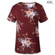 thumbnail image 1 of Camiseta de mujer con estampado floral, manga corta, cuello redondo, blusa informal, rojo vino, XXL Methold AP001919-11, 1 of 6