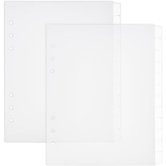 24 Sheets 6 Ring A5 Clear Binder Dividers 12 Tab Clear Binder Dividers PP Binder Dividers Plastic Discbound Notebook Index Divider for Planner Notebook Loose Leaf Binders White