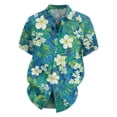 thumbnail image 3 of NAMTYQX Hawaiian Shirts Super Soft Lightweight Tropical Print Button Front Loose Lapel Plus Size Lounge Short Sleeve Mens Hawaiian Shirt Green Size XL, 3 of 5