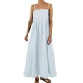 thumbnail image 1 of Vestido largo sin mangas de verano con tirantes finos y ribetes en contraste para mujer, 1 of 6