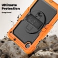thumbnail image 6 of ELEHOLD Case for Lenovo Tab M11 11inch TB330FU TB330XU,Heavy Duty 3-Layer Protection Case Built-in Screen Protector 360° Rotating Kickstand Handstrap Shoulder Strap Shockproof Cover,Orange, 6 of 8