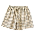 thumbnail image 3 of BRGZLK Women's Boxer Shorts For Sleeping Pajama Bottoms Lounge Home Short with Drawstring Plaid Button, 3 of 3