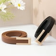 thumbnail image 3 of Timarkment Women's Skinny Leather Waist Belts with Golden Buckle, Brown and Black, 2-Pack, 3 of 9