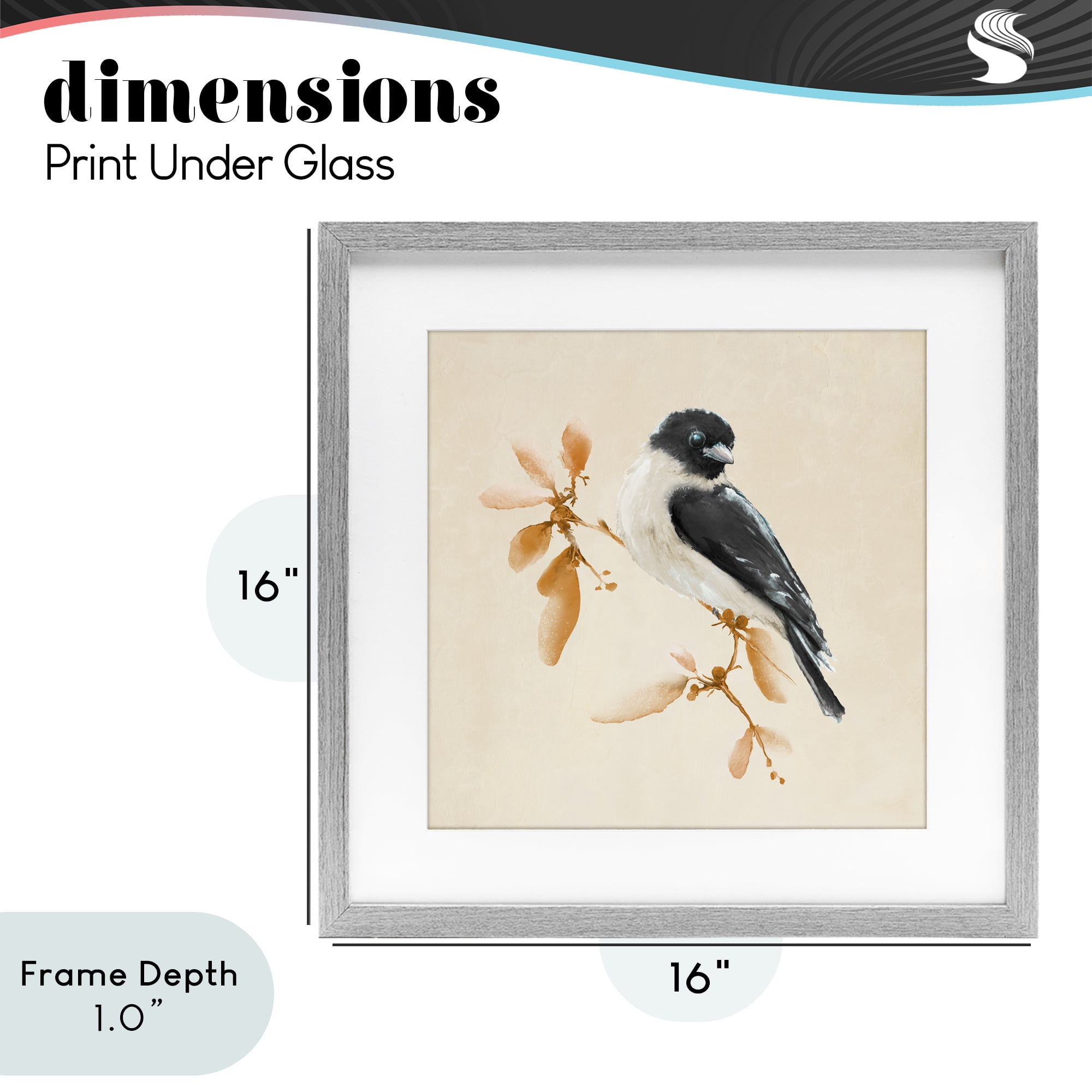 Stupell Industries Subtle Watercolor Chickadee Gray Framed Print Under Glass, design by Diannart
