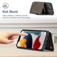 thumbnail image 3 of Dteck Case for Apple iPhone 13 Pro 6.1-inch,Retro Magnetic Leather Card Holder Wallet Shockproof Case Hybrid Rubber Zipper Purse Kickstand Protective Cover for iPhone 13 Pro,Coffee, 3 of 6