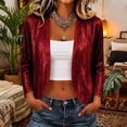 thumbnail image 2 of NominalSnug Womens Sequin Cardigan Open Front Long Sleeve Cropped Casual Jacket with Pockets Fall Outfits, 2 of 7