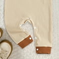 thumbnail image 4 of Gvdentm Newborn Baby Boy Romper Coming Home Outfits Letter Print Bodysuit Jumpsuit+Hat 2PCS Clothes Set(Beige,0-3 Months), 4 of 7