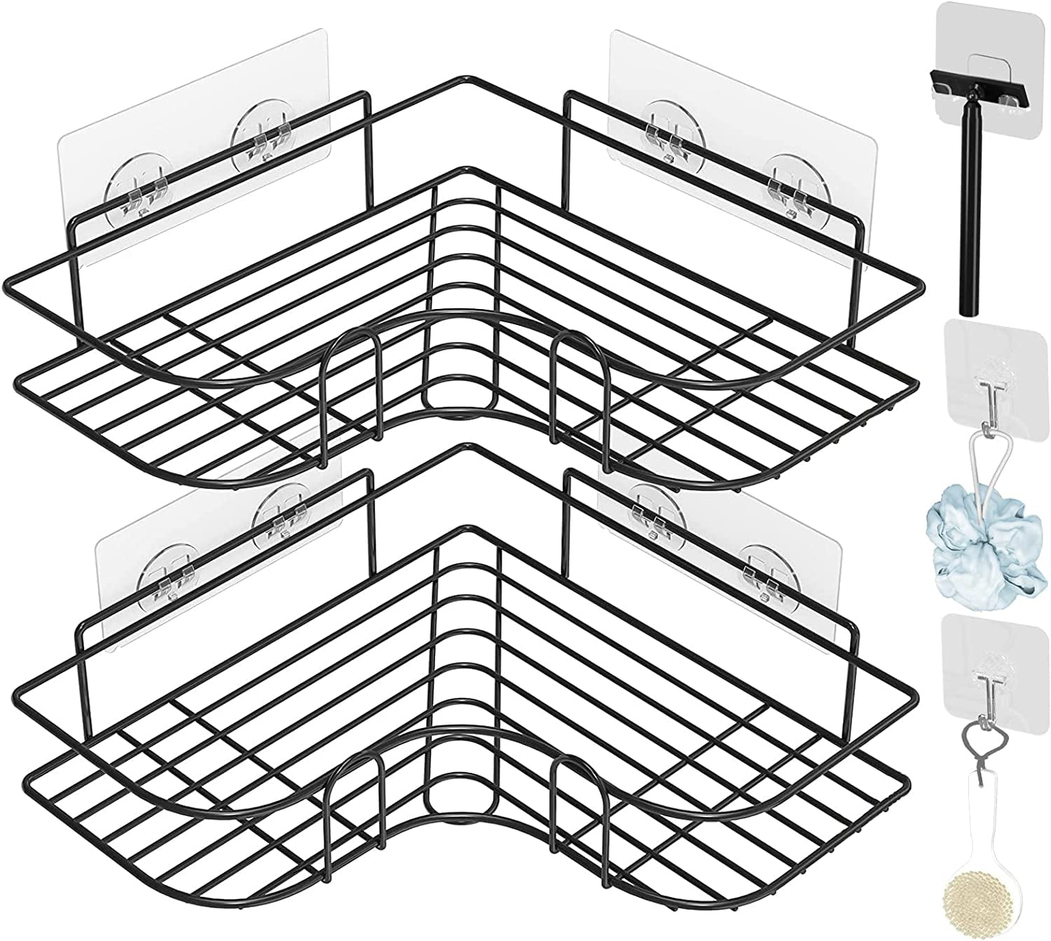 Corner Shower Caddy,Kciline Shower Shelf Basket with Hooks,Adhesive