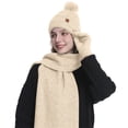 thumbnail image 2 of MEICHEN Women's Winter Thermal Three Piece Set Solid Color Coldproof Knitted Beanie Long Scarf and Gloves Warm Set, 2 of 6