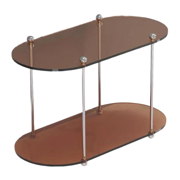 Estante de almacenamiento para baño de 2 niveles, organizador de maquillaje, estante de ducha, mostrador de escritorio Marrón