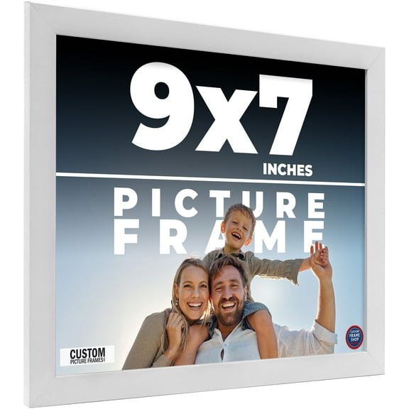 9x7 Frame White Solid Wood Picture Frame Includes UV Acrylic Shatter Guard Front, Acid Free Foam