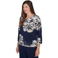 thumbnail image 3 of Alfred Dunner Womens Petite Embellished Daisy Crew Neck Sweater, 3 of 4