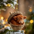 thumbnail image 3 of Christmas Highland Cow Ornaments, Cute Western Yak with Acorn, 2D Flat Acrylic Hanging Pendant for Xmas Tree Home Garden Party Car Backpack Decor (B-1PCS), 3 of 4