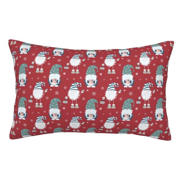 Fotbe Gnome And Snowflakes Funda de Almohada Decorativa Estilo Occidental, Lujo en Algodón, Fundas para Almohadas King, Cojín Estampado para Decoración del Hogar-20"x30"