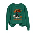 thumbnail image 5 of Cute Spooky Biscuits Graphic Sweatshirt Women Black Cat Ghost Dough Print Crew Neck Long Sleeve Pullover Oversized Fleece Lined Fall Top for Halloween Party Casual Outfits, 5 of 5