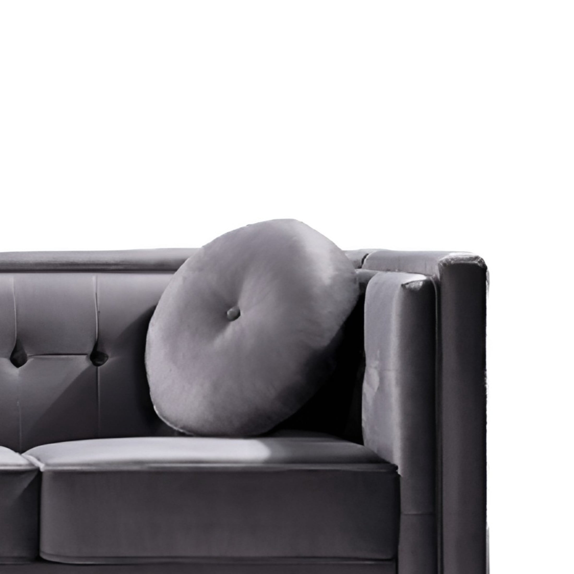 GDF Studio 80.7" Chesterfield Tufted Sofa with Square Arms, Crushed Velvet Upholstery, Gray