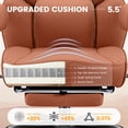 thumbnail image 6 of COOLHUT Big and Tall Office Chair 500lbs, Heavy Duty Ergonomic Office Desk Chair with Deluxe Embossing PU Leather with Footrest, Executive Gaming Chair with Lumbar Support, Brown, 6 of 8