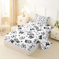 thumbnail image 2 of Manfei Girly Soccer Twin Sheets For Boys,Bow Star Print Bedding,Black White,3 Pieces,1 Fitted Sheet and 1 Pillowcase, 2 of 7