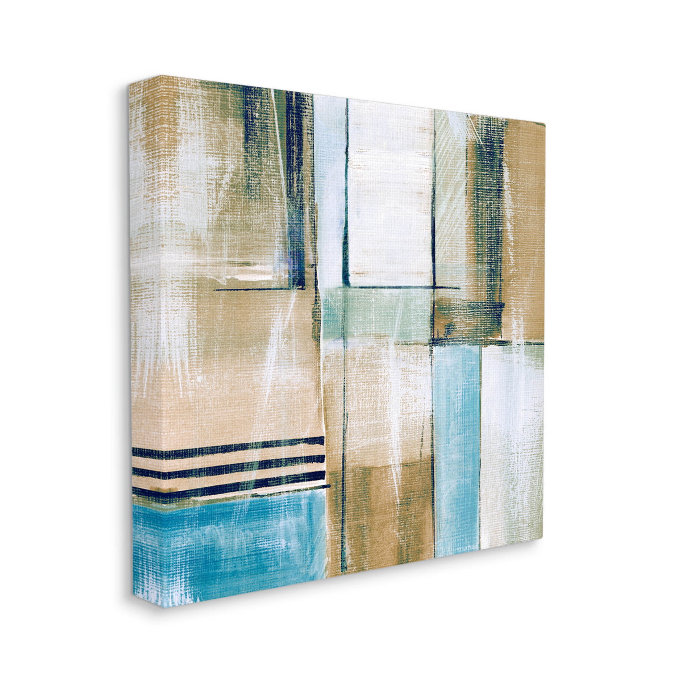 Modern Geometric Shapes Arrangement Abstract Painting Gallery Wrapped Canvas Print Wall Art