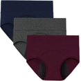thumbnail image 1 of Ropa interior de época INNERSY de cintura alta a prueba de fugas, paquete de 3 unidades, para mujer, 1 of 6