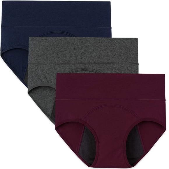 Ropa interior de época INNERSY de cintura alta a prueba de fugas, paquete de 3 unidades, para mujer