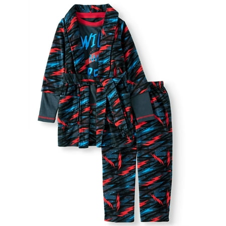 Championship Gold, Boys 3 Piece Thermal Pajama Set with Fleece Robe (Little Boys & Big Boys)