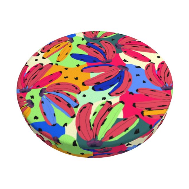 Disketp Colorful Bananas Funda Redonda para Taburete, Funda de Cojín para Silla de Bar Suave y Elástica-13 inch