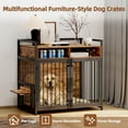 thumbnail image 2 of Grande Cage pour Chien en Bois de 48 Pouces avec Tiroirs de Rangement et Mangeoire Surélevée Réglable - Style Mobilier d'Intérieur, 2 of 6