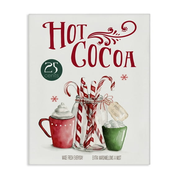 Stupell Industries Vintage Winter Hot Cocoa Holiday Painting Gallery Wrapped Canvas Art Prints Wall Art, 16 x 20