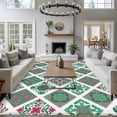 thumbnail image 3 of Dark Green Floral Pattern Large Area Rugs 5x8 ft Pink Flowers Vintage Farm Plant Country Washable Rug Non Slip Indoor Carpet Absorbent Floor Mat for Living Room Bedroom Dining Room, 3 of 9