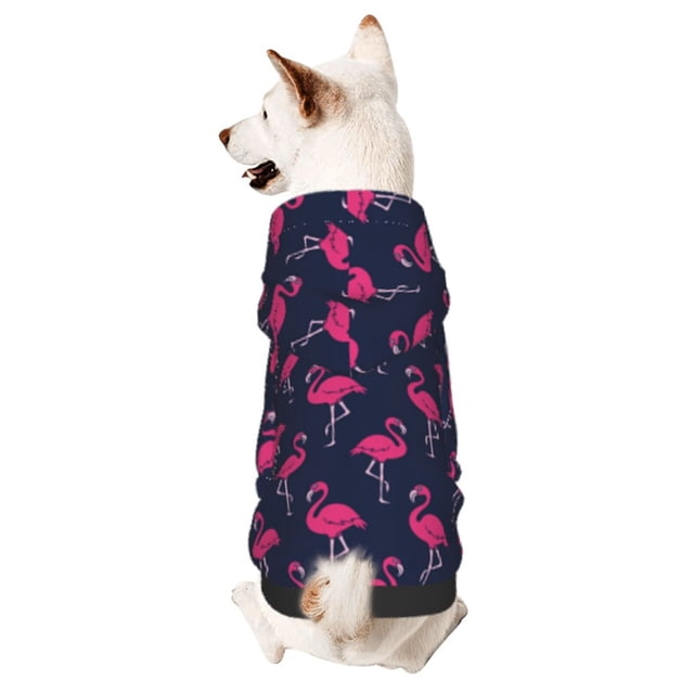 Fotbe Cute Flamingo Sudadera con Estampado para Perros Pequeños – Suéter con Capucha para Mascotas, Tela Suave de Forro Polar con Bolsillo-X-Large