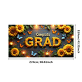 thumbnail image 3 of Congrats Grad Banner Sunflower Decor Backdrop Graduation Party Decoration Background Props Indoor Outdoor Celebration Removable Easy Setup, 3 of 4