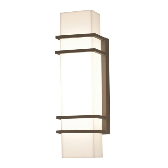AFX Blaine 15-inch Textured Bronze LED Outdoor Sconce, White Acrylic Shade