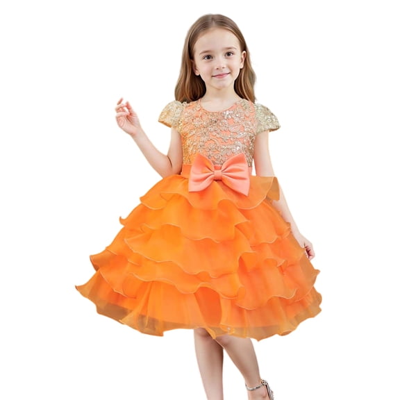 Shadoumai 2T Dresses for Toddler Girls Elegant Satin Party Dress for Girls Festive Formal Gown Toddler Little Attire Outfit