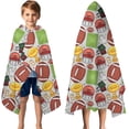 thumbnail image 3 of Gray Football Elements Pattern Hooded Bath Towel，50"x30" for Ages 3 To 12 Kids, Quick Dry Lightweight Soft Microfiber Hood Beach Towel Cover Up for Kids, 3 of 7
