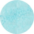 thumbnail image 1 of Ahgly Company Machine Washable Indoor Round Transitional Blue Diamond Blue Area Rugs, 4' Round, 1 of 7