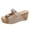 Beige, variant on Venzia Women's Summer Platform Wedge Sandals, Adjustable Double Buckle Open Toe Cork Wedge Slides, Comfortable Non- Casual Sandals