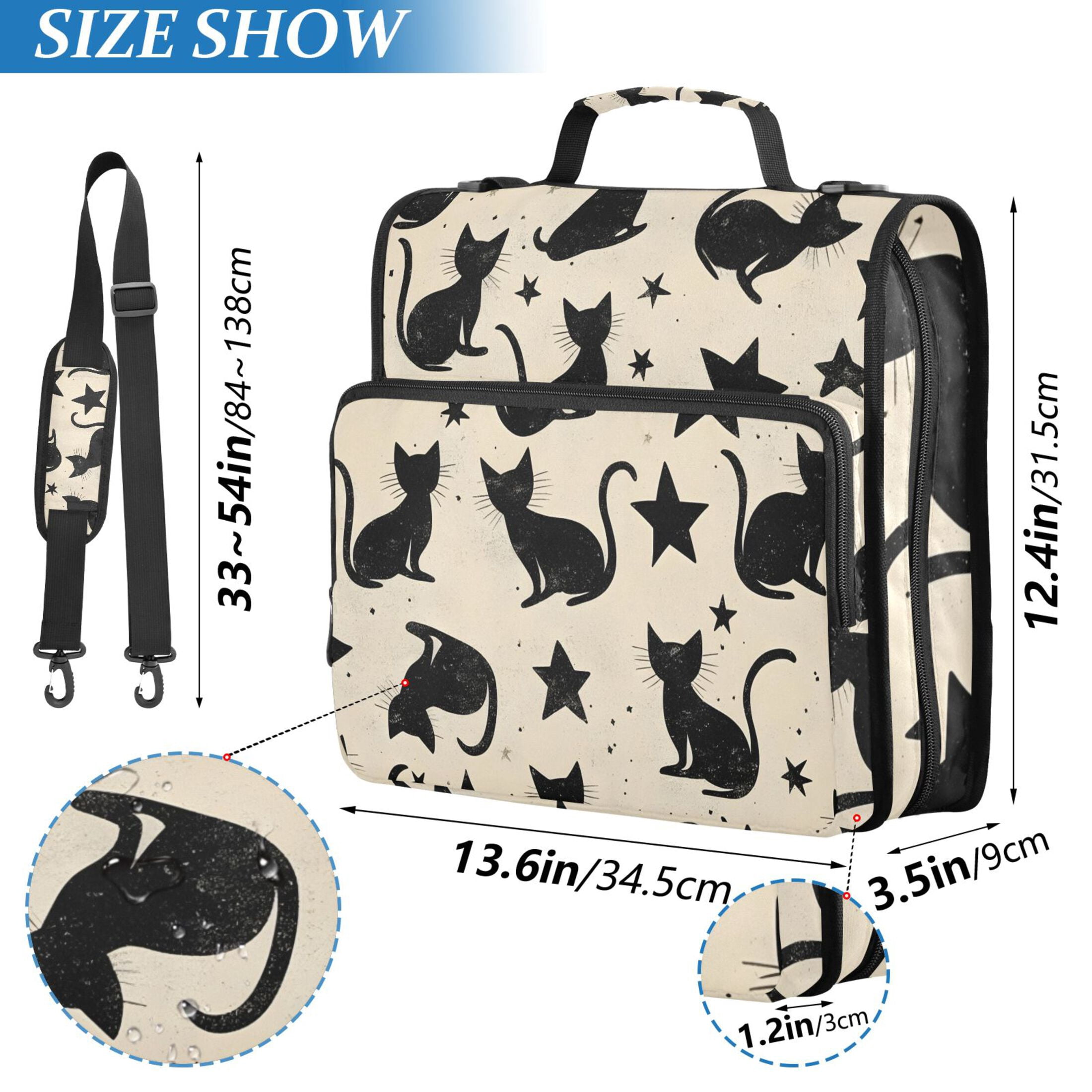 ALAZA Zipper Binder Cat and Stars 3 Ring Trapper Keeper File Folder Organizer Bag