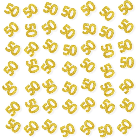 Set of 100 Number 50 Confetti, Gold Glitter 50 Paper Scatter, 50th Birthday Party Confetti, Fifty Cake Decor, Happy 50th Anniversary Party Decor