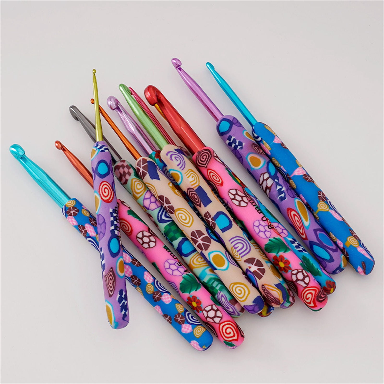 12 Pieces 2.0mm-8.0mm Crochet Hook Set Ergonomical Crochet Needle Colorful Knitting Needle for Crocheting Knitting