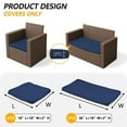 thumbnail image 5 of Snubbull 3 Pack, 36"x 18" Outdoor Patio Seat Cushions Replacement Covers Fit for 4 Pieces 4-Seater Wicker Rattan Patio Conversation Set Loveseat Chair Couch Furniture, Cover Only, Blue, 5 of 8