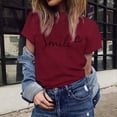 thumbnail image 4 of MIXUE Womens Summer Tops Letter Print Crew Neck Short Sleeve Fashion Casual Shirts For Women Tee Shirts Daily-Wear,Red,S, 4 of 7