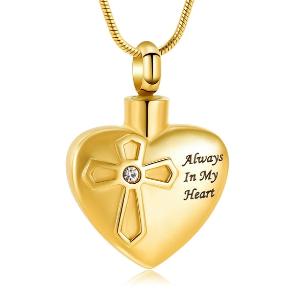 Heart Cremation Urn Necklace for Ashes Cremation Jewelry with Cross Urn Necklace for Ashes-Urn Jewelry Memorial Necklace Pendant for Ashes