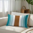 thumbnail image 3 of Modern Brown Teal Throw Pillow Cover, Pillowcase Protectors with Zipper, Breathable Decorative Lumbar Pillow Case Cover, Boho Contemporary Geometric Striped Pillow Shams for Couch Sofa 12x20Inch, 3 of 8