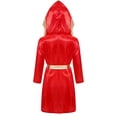 thumbnail image 2 of Moggemol Robe de Boxe pour Garçons Robe Longue en Satin avec Capuche et Ceinture Tenue de Boxe Halloween Bourgogne 8, 2 of 7