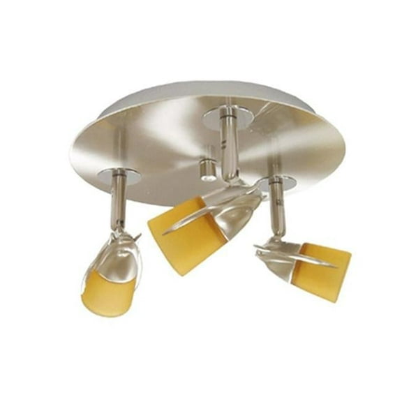 Jesco Lighting CER3202AM 3-Light Satin Chrome Ceiling Mount Amber Glass