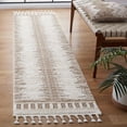 thumbnail image 2 of SAFAVIEH Moroccan Tassel Willard Wavy Striped Shag Runner Rug, Ivory/Beige, 2'2" x 9', 2 of 8
