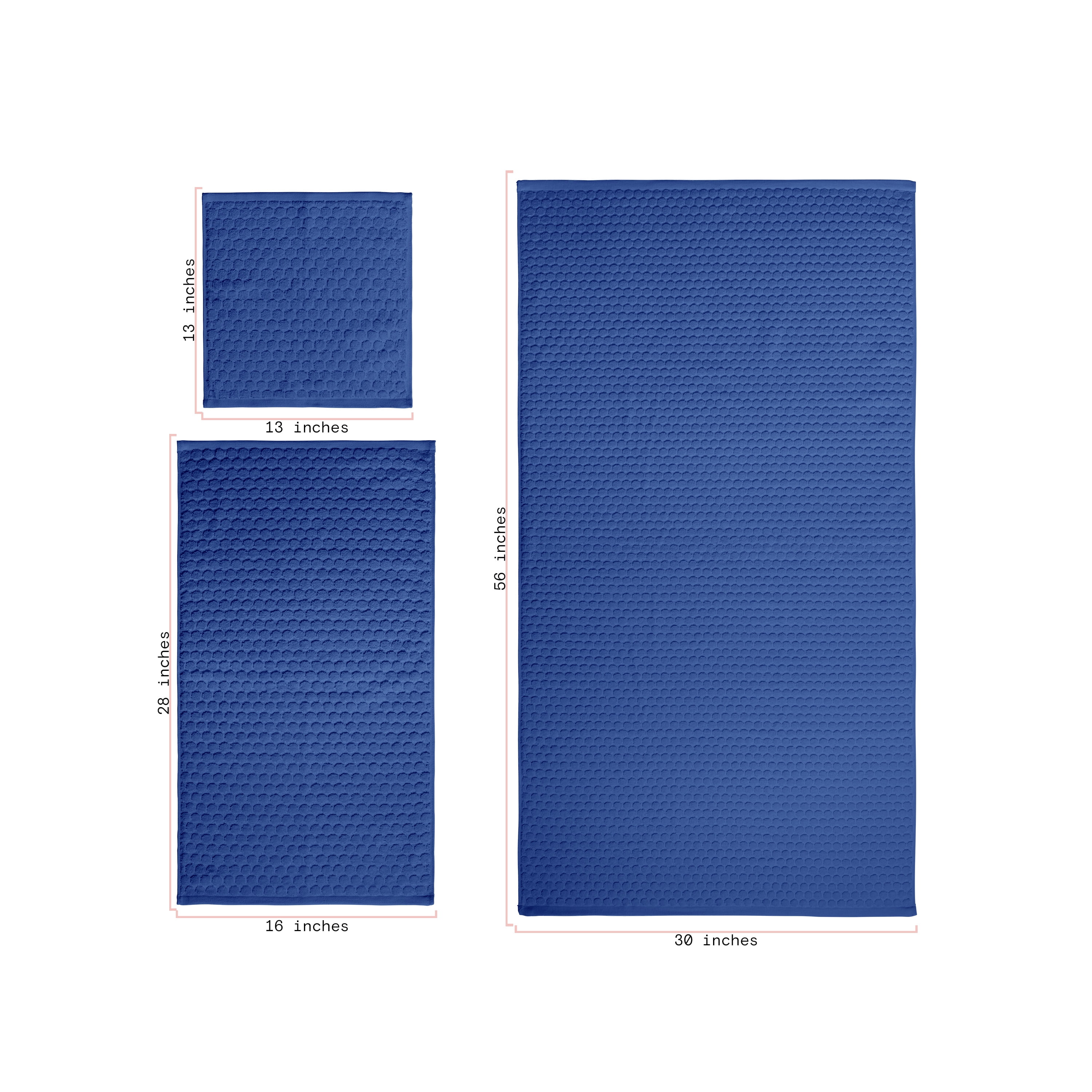 Beautiful by Drew Barrymore 6-Piece Dot Bath Towel Set, Soft 100% Cotton, Nightshadow Blue