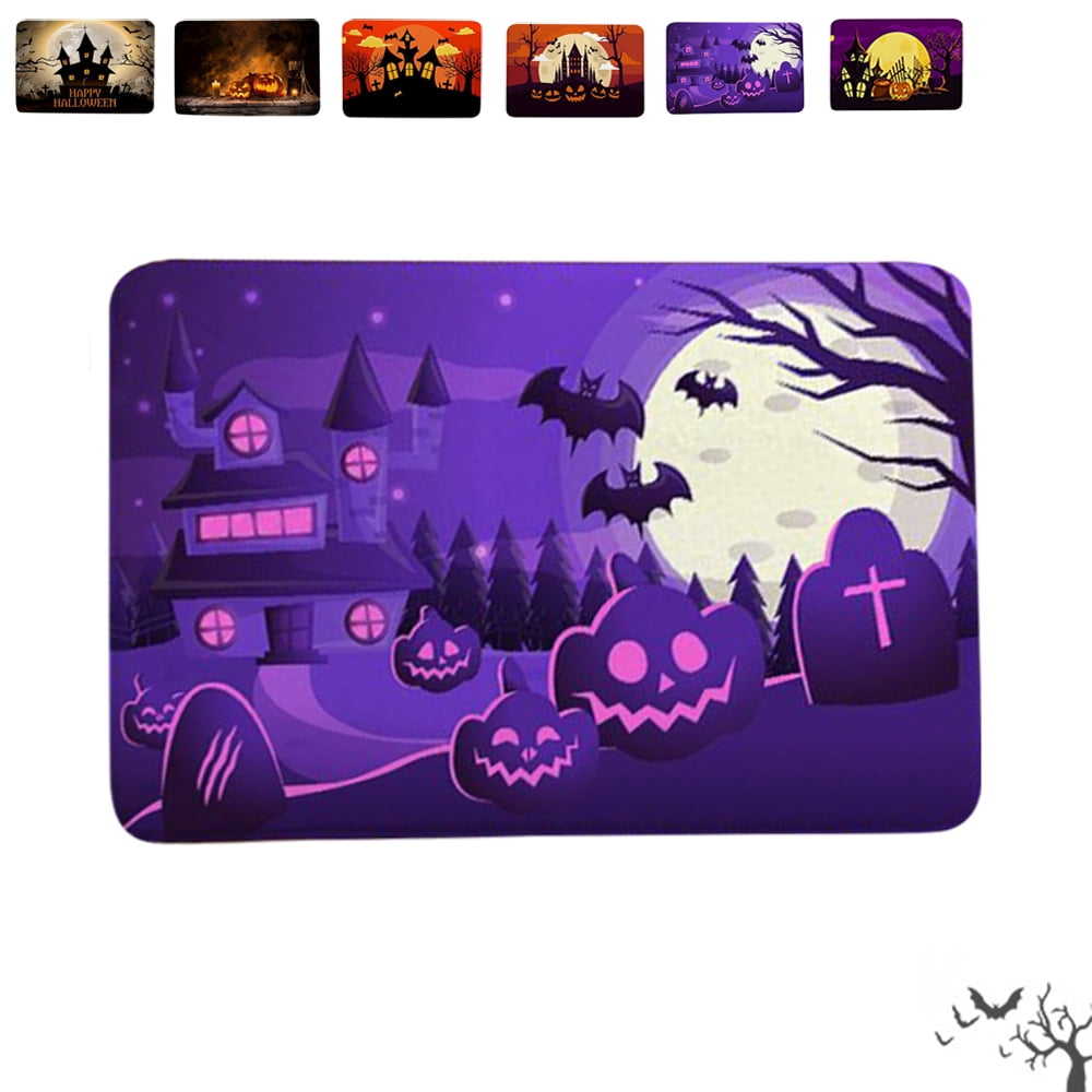 Funny Halloween Doormat Pumpkins in Witch Hat Door Decoration Idea